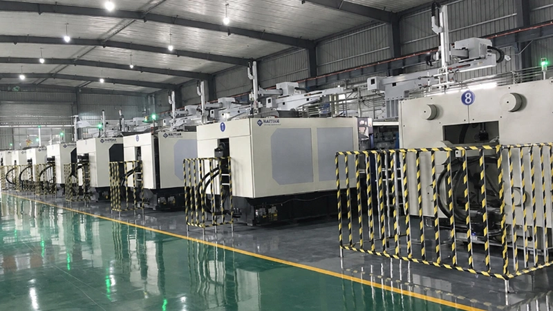 Workshop with rows of industrial production equipment